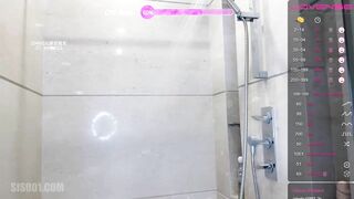 【Stripchat】白富美网红脸美腿大奶女主播「Sa_shimi」浴室透视装艳舞淋浴撩骚，黑网情趣花洒淋逼.