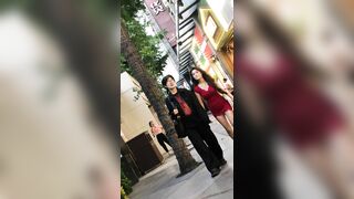 大神一路跟踪CD极品身材红色包臀裙大长腿高跟美女 性感的小黑内