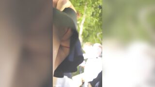 小吃街一路跟踪抄底吊带裙少妇 穿着特色内裤直接漏出了半个B